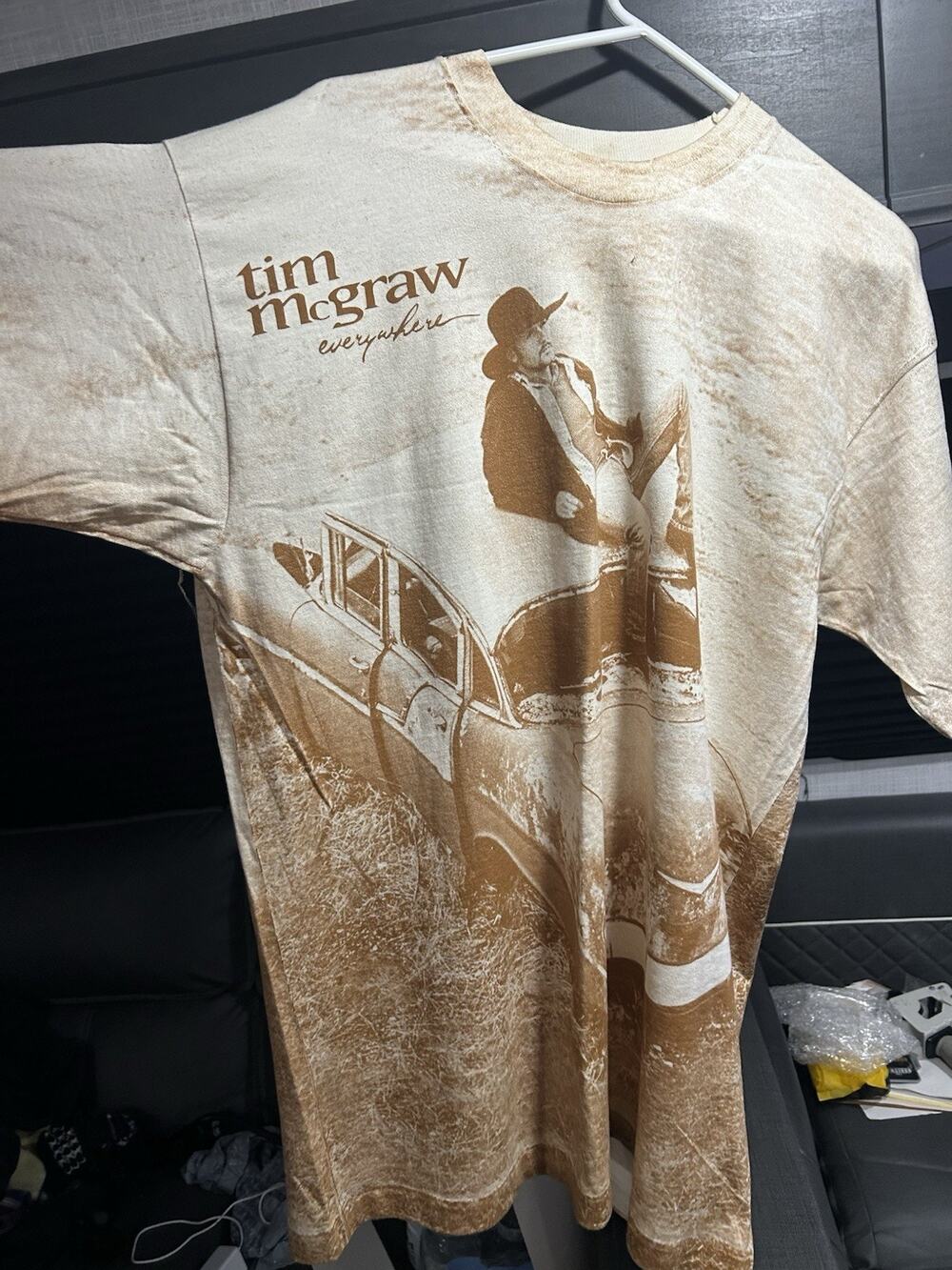 Tim Mcgraw T Shirt Mens XL Brown USA Country AOP Excellent